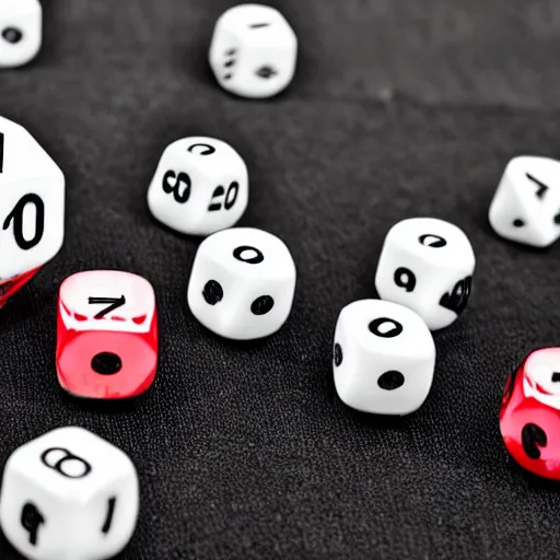 Image similar to d 2 0 as fuzzy dice, realistic photography, high detailed