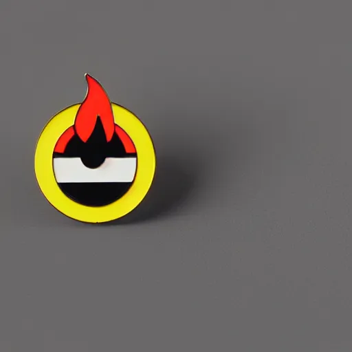 Image similar to a photo of a retro 1 9 5 0 s minimalistic simple clean fire warning enamel pin, no text, studio lighting, behance