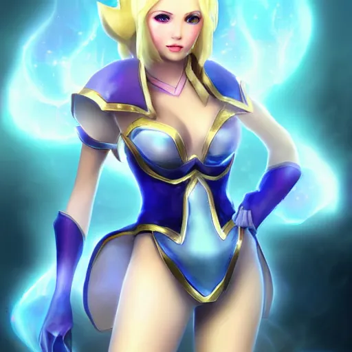 Prompt: a photograph of lux from league of legends