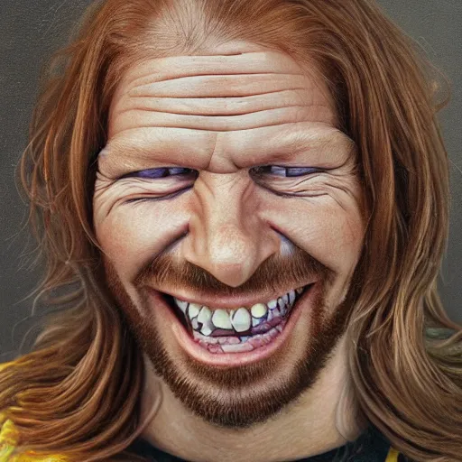 Image similar to Caricature portraits done of Aphex twin, realistic, hyperrealistic, very realistic, highly detailed, very detailed, extremely detailed, detailed, oil painting, digital art, trending on artstation