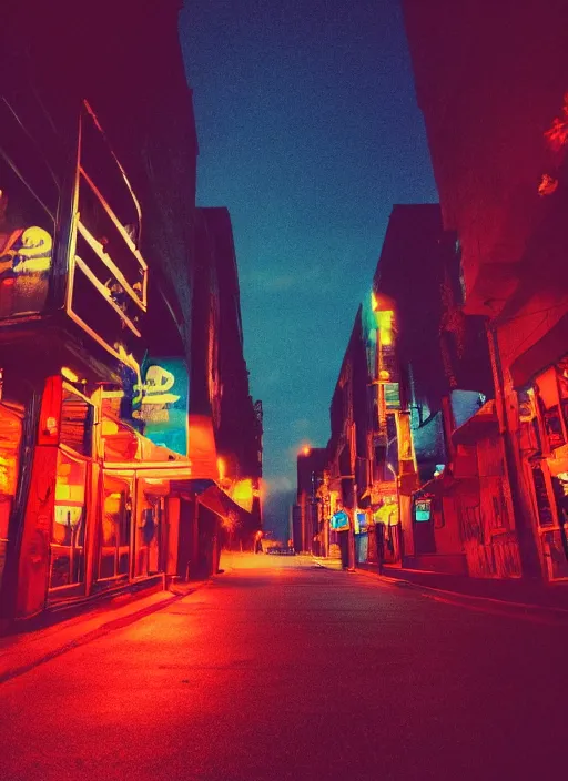 Image similar to night street, winding refn aesthetics