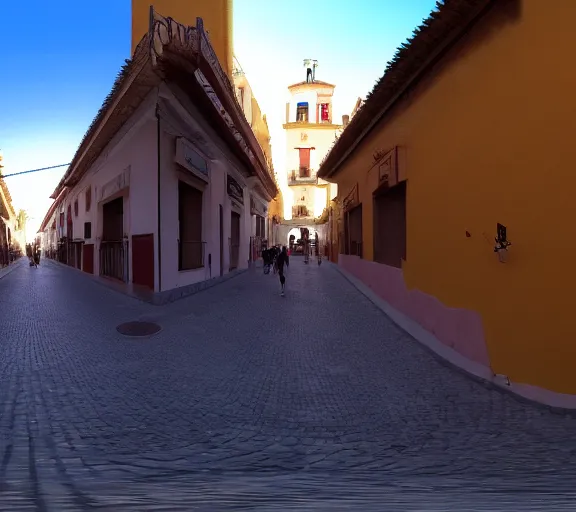 Image similar to First-Person VR POV screenshot. Walking through Parada de Arriba, Spain. Trending on Artstation. Lighting, colors, and shading by James Gurney.