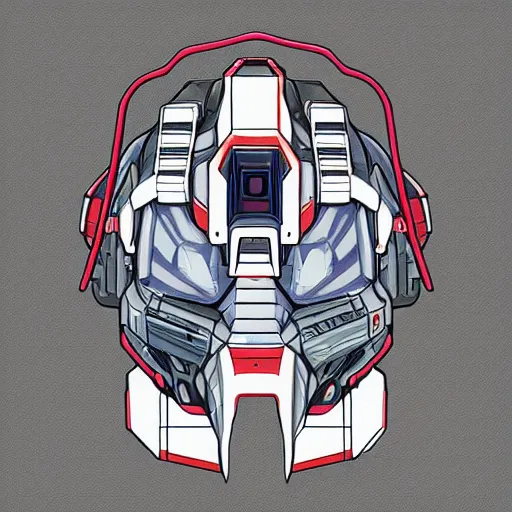 Prompt: gundam head, v - fin, highly detailed illustration, custom design, dribbble. com, by secondsyndicate studio,