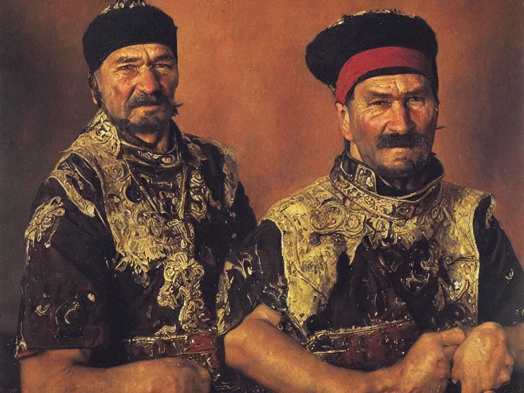 Image similar to “Realist Portrait of a Cossack by Andrey Shishkin, Oil on Canvas”