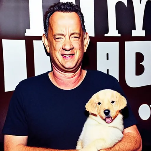 Prompt: tom hanks eating a puppy