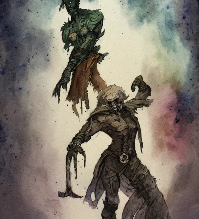 Prompt: a 3 / 4 view watercolor ink painting of a post - apocalyptic mutant sorcerer in the style of leonard boyarsky in the style of frank frazetta trending on artstation deviantart pinterest detailed realistic hd 8 k high resolution