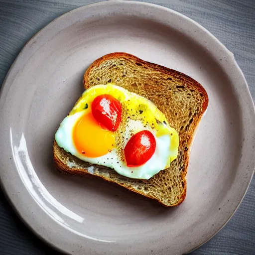 Prompt: egg on toast, hyper realistic, award winning food photography