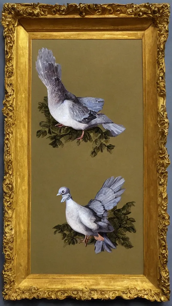 Image similar to rococo painting of a pigeon, y 2 k aesthetic, clip art