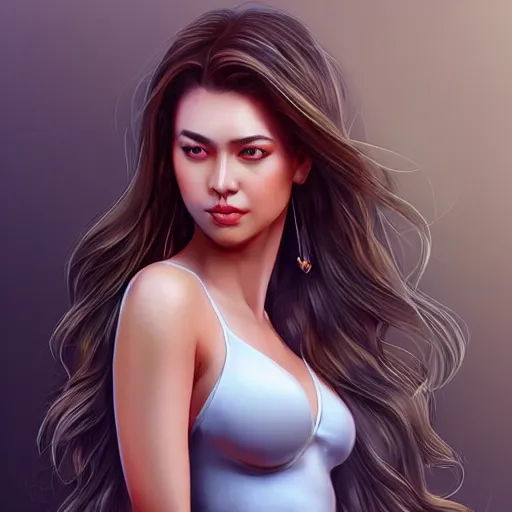 Image similar to a gourgeous female digital influencer in the style of stefan kostic, realistic, full body, sharp focus, 8 k high definition, insanely detailed, intricate, elegant, art by stanley lau and artgerm