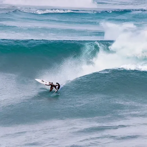 Image similar to a medium rare steak surfing 5 0 foot waves, tsunami surfing aerial photography