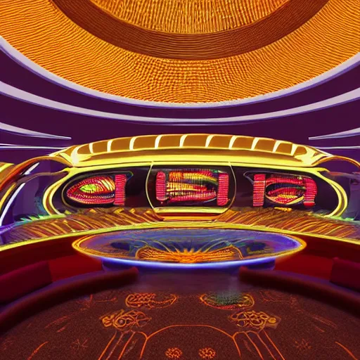 Prompt: futuristic casino, crisp, artistic, artstation, luxury, las vegas, beautiful, concept art