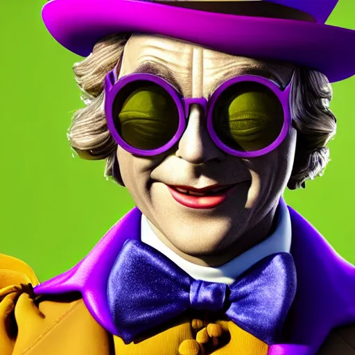 Image similar to ultra detailed Willy Wonka face closeup, highly detailed, sharp focus, octane render, ultra detailed face