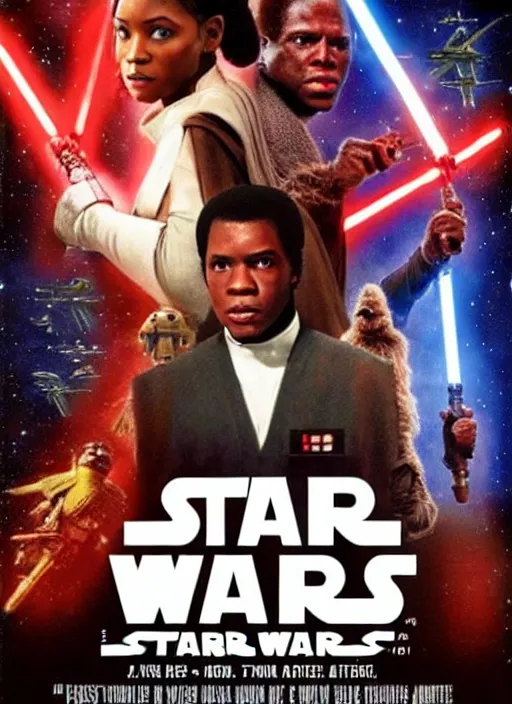 Image similar to star wars African american actors adaptation, movie poster