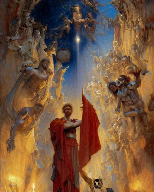 Image similar to the nine spheres of heaven from dante's divine comedy. highly detailed painting by gaston bussiere, craig mullins, j. c. leyendecker 8 k