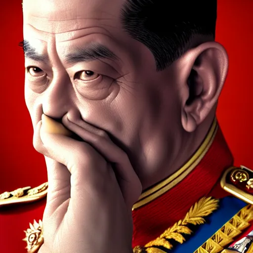 Prompt: a portrait of King Vajiralongkorn picking his nose, realistic face, grimdark extremely detailed fantasy art by Gerald Brom, octane render