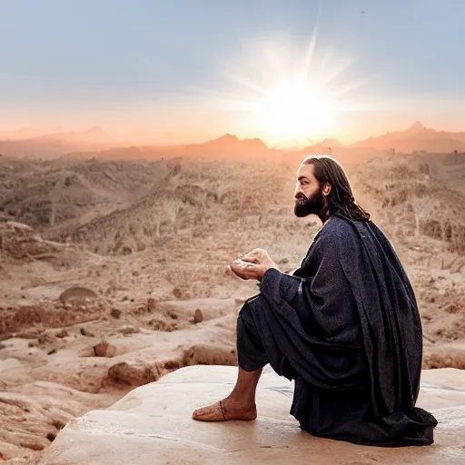 Prompt: professional photography of jesus as an influencer