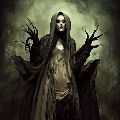 Image similar to dark cloaked eldritch necromancer, by brooke shaden and alberto seveso and eve ventrue and john salminen and tim okamura, trending on artstation hq, deviantart, pinterest, 4 k uhd image