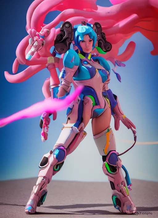 Image similar to d. va from overwatch at burning man, stop motion vinyl action figure, plastic, toy, in style of boris vallejo, 3 5 mm