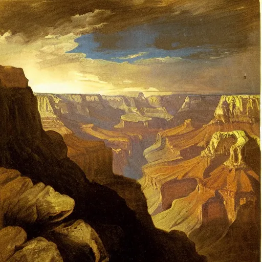 Image similar to Grand Canyon scene by Goya. FROG! FROG! FROG! FROG!