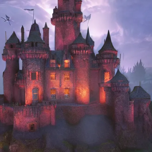 Prompt: a castle made of molten wax, epic lighting, incredible view, majestic, 8k, 4k, high detailed