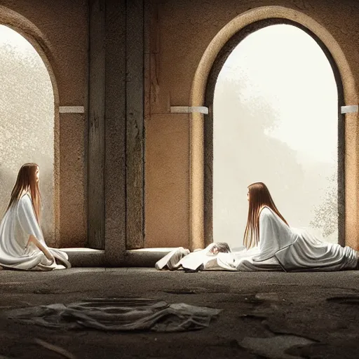 Image similar to a white and a brown woman merging together over time by greg rutkowski, hyperrealist, cinema 4 d, sicodelica, rendering unreal engine 5 digital art