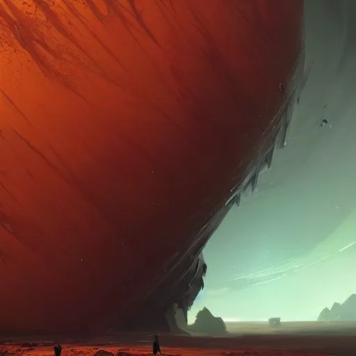 Prompt: gigantic creature on surface of venus, sparth style, fantasy. detailed. sharp focus. trending on artstation. artist greg rutkowski