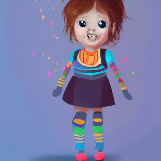 Image similar to a little girl struggling with her autism, digital art, featured on artstation,