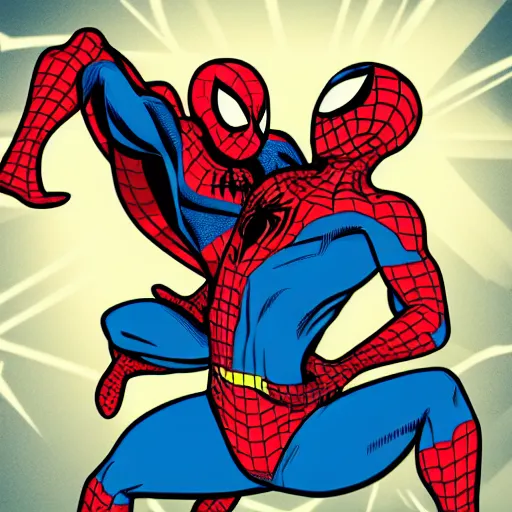 Prompt: spider - man vs superman, comic style,