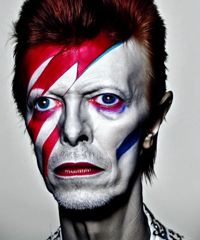 Image similar to a color photograph of david bowie, by catherine opie, intense, bold, exaggerated, overblown, hyperrealistic, ultra sharp, extra details, ultra high quality, trending on pinteresst