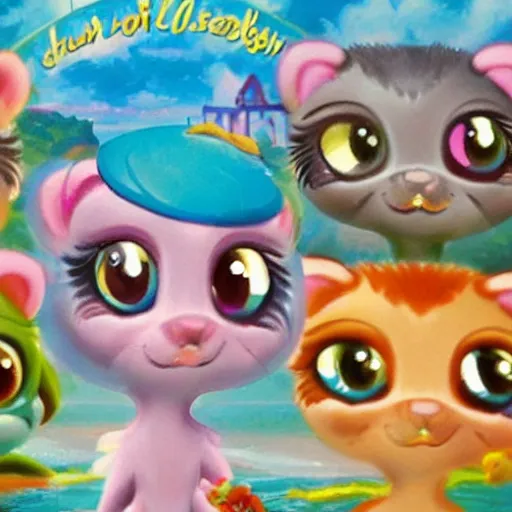 Image similar to 3d Littlest Pet Shop, ocean, master painter and art style of Noel Coypel, art of Émile Eisman-Semenowsky, art of Édouard Bisson