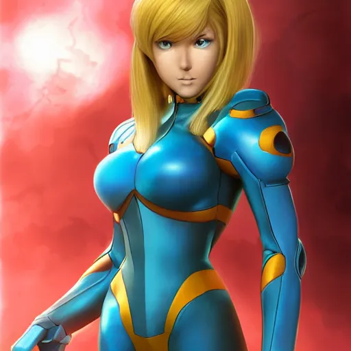 Prompt: Samus Aran Zero Suit Metroid By Protomonkey Art 3d Cgsociety by Artgerm, Space Traveler, Wenjuinn