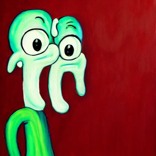 Image similar to squidward realistic painting