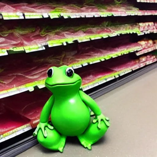 Prompt: humanoid frog in asda