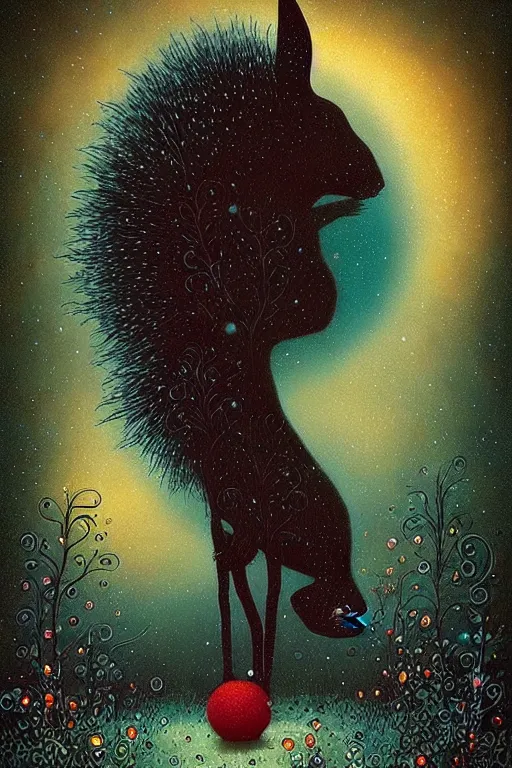 Image similar to surreal, black rabbits, nostalgia for a fairytale, magic realism, flowerpunk, mysterious, vivid colors, by andy kehoe