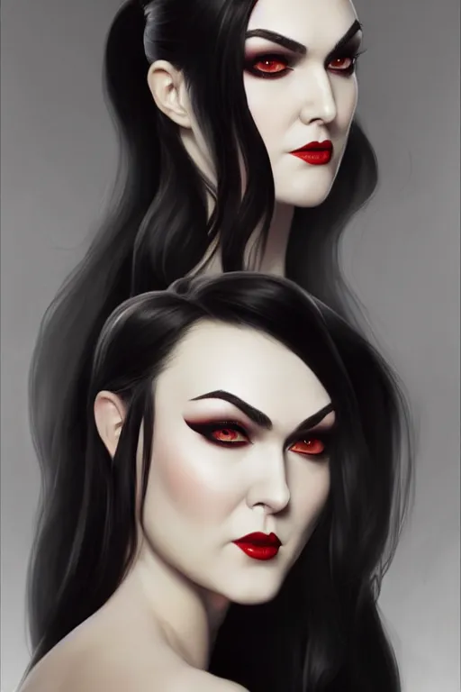 Image similar to portrait of sasha grey as morticia addams, made by caravaggio stanley artgerm lau wlop rossdraws artstation cgsociety concept art cgsociety octane render