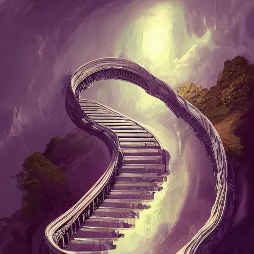 Image similar to a stairway to heaven that is collapsing, elegant, intricate, highly detailed, digital painting, artstation, concept art, sharp focus, illustration, 8 k