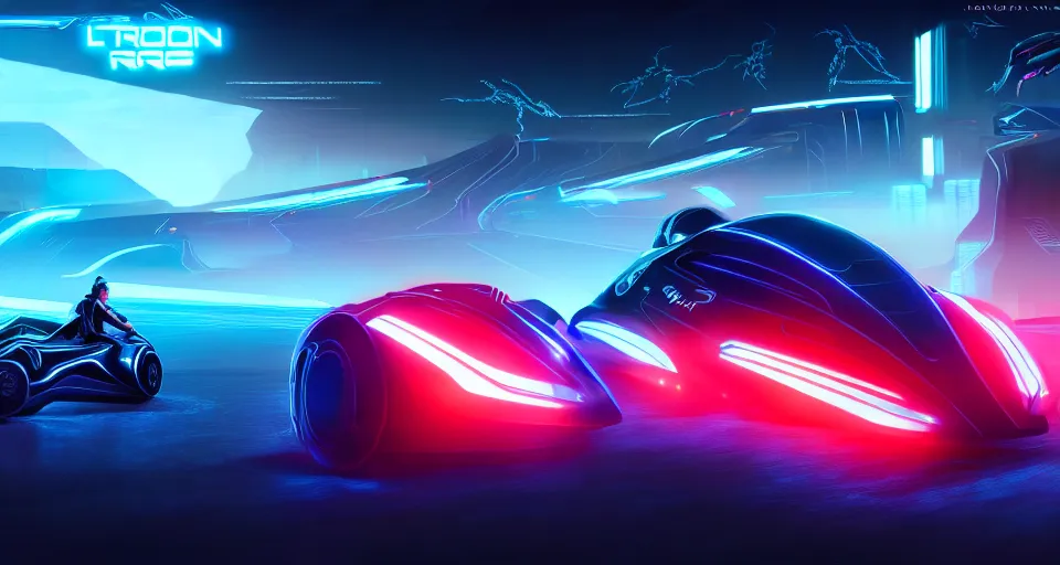 Prompt: amazing dream about tron light cycle race, mass effect, neon, hyper realistic, concept art, high key lighting, intricate, hyper detailed, smooth, high contrast, neon, volumetric lighting, octane, raytrace, ethereal, moebius, greg rutkowski, artgerm, beeple, jim lee,