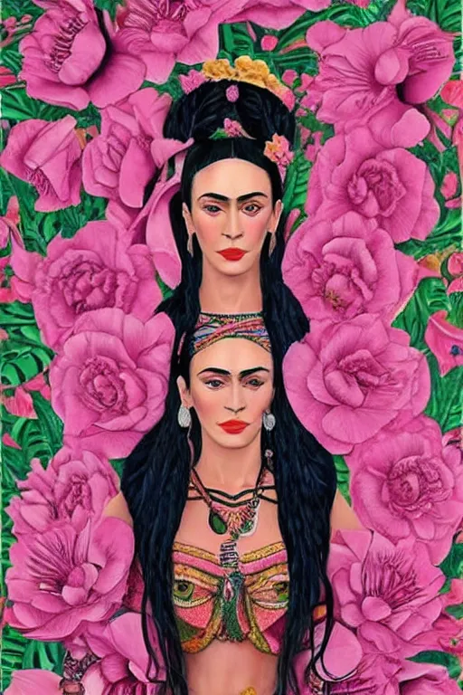 Prompt: Cher in Frida Kahlo style, highly detailed,