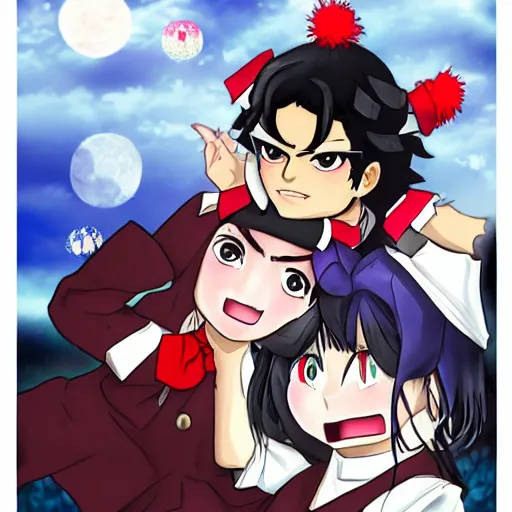 Image similar to Michael Jackson and his touhou waifu