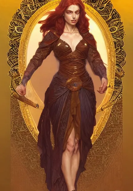 Prompt: sansa angeline jolie gessica chastain mummy fire goddess of war, intricate, elegant, highly detailed, digital painting, artstation, concept art, smooth, sharp focus, illustration, art by artgerm and greg rutkowski and alphonse mucha and william - adolphe bouguereau