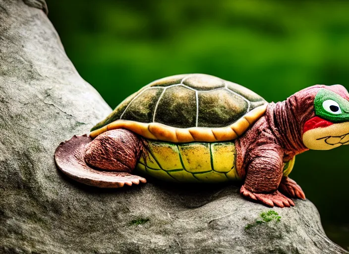 Image similar to national geographic wildlife photo of real life yoshi yoshi in real life in the wild, dinosaur turtle, 8 k, 8 5 mm f 5. 6