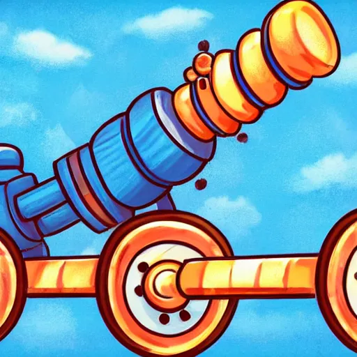 Image similar to a cute chubby cannon, stylized, hand painted, digital art, blue scheme, mobile game