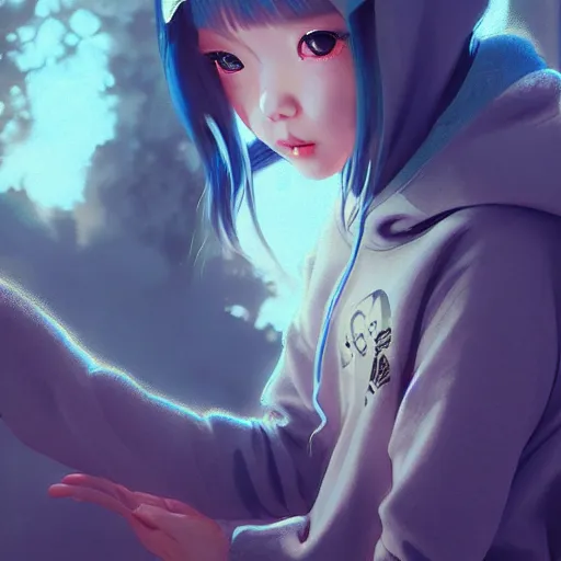 Image similar to very small little girl in a cat hoodie by ross tran, walking in a castle painted by sana takeda, rtx reflections, very high intricate details, digital anime art by artgerm, medium shot, mid - shot, composition by ilya kuvshinov, lighting by greg rutkowski