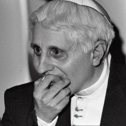 Image similar to pope ratzinger dressed as a rock singer