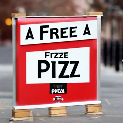 Image similar to a sign that says Free Pizza, 4k