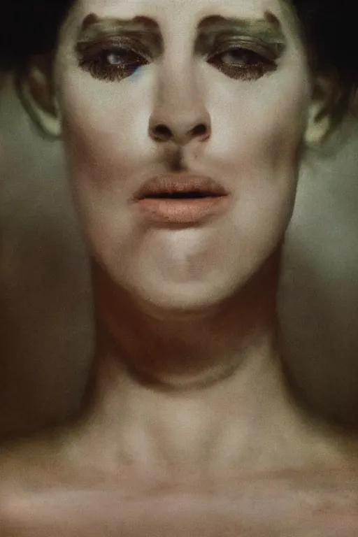 Image similar to hyperrealism close - up fashion portrait by roversi photo from the holy mountain by alejandro jodorowsky in style of francisco goya