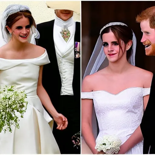 Image similar to wedding photos of prince harry and emma watson on emma watson's instagram page, photos, wedding