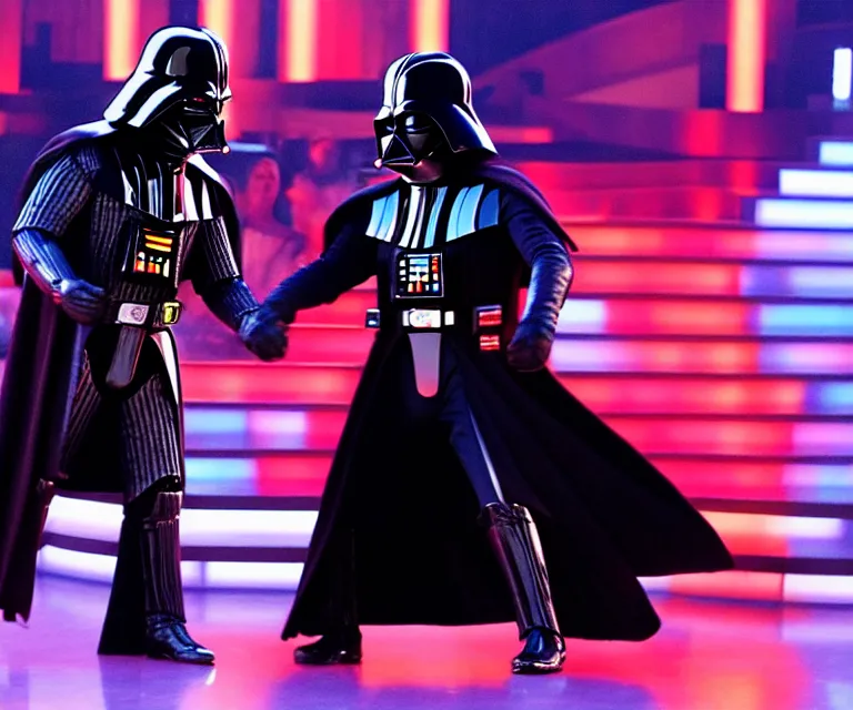 Prompt: still image of darth vader on dancing with the stars