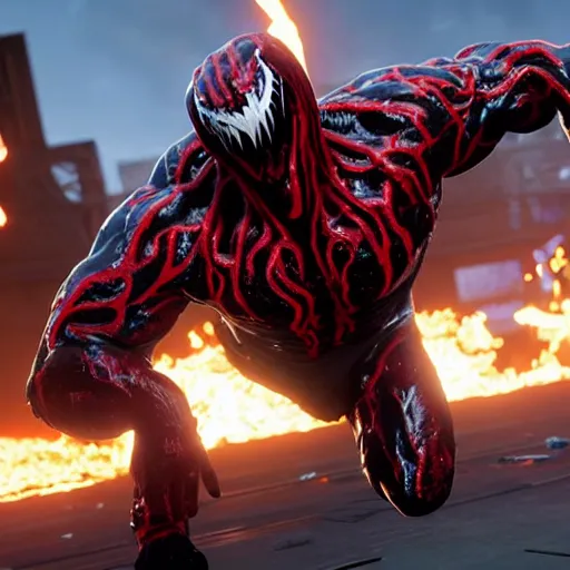 Image similar to Carnage (Venom 2018) in Fortnite, screenshot