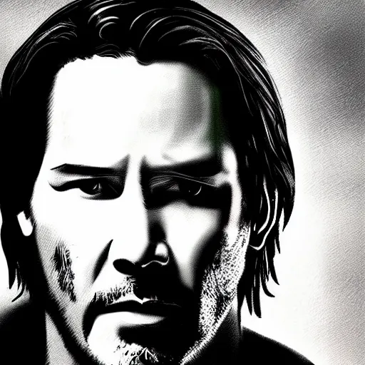 Image similar to Keanu reeves as The punisher digital art 4K detail